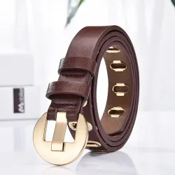 Fashionable leather belt with metal buckle & holesBelts
