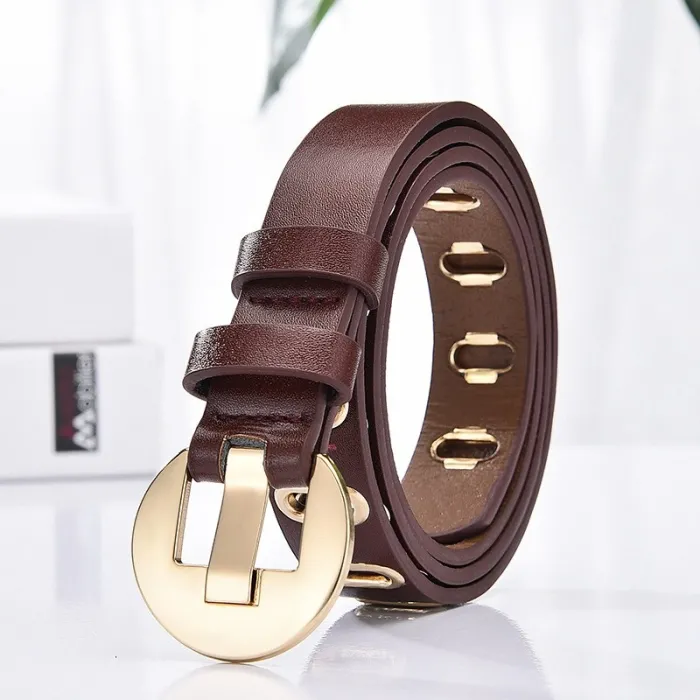 Fashionable leather belt with metal buckle & holesBelts