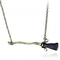 Magic broom pendant with necklace - vintage bronzeNecklaces