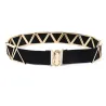Fashionable elastic belt with a golden metal hook buckleBelts