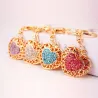 Hollow-out heart with crystals - keychainKeyrings