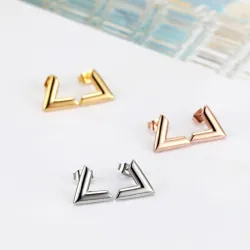 V pattern stud earrings - stainless steelEarrings