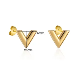V pattern stud earrings - stainless steelEarrings