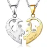 Heart-shaped pendant - I love you - stainless steel necklaces for him and her - 2 piecesNecklaces