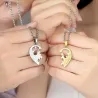 Heart-shaped pendant - I love you - stainless steel necklaces for him and her - 2 piecesNecklaces
