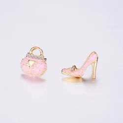 Crystal bag & shoe - asymmetric stud earringsEarrings