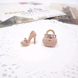Crystal bag & shoe - asymmetric stud earringsEarrings
