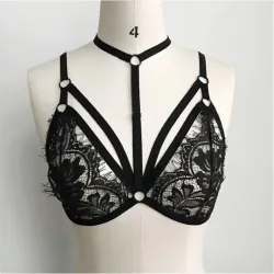 Floral Lace Bralette - Black/WhiteLingerie