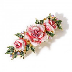 Enamel flowers with crystals - vintage hair clip