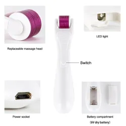 Electric micro needle with LED - titanium derma roller - anti-wrinkle - rejuvenating face / body massagerMassage