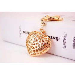 Hollow-out heart with crystals - keychainKeyrings