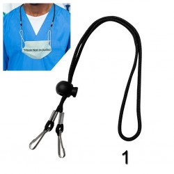 Adjustable face mask cord with lanyard