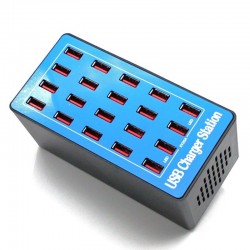 Multi USB charger - 20 ports - 20A / 100W - LED - Quick-Charge