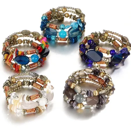 Multi-layer bracelet with resin stones - vintage - ethnic braceletBracelets