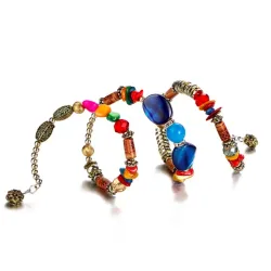 Multi-layer bracelet with resin stones - vintage - ethnic braceletBracelets