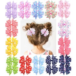 1Piece - Ribbon Hair Bows With Clip - Baby Girls - Flower