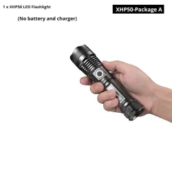 Powerful LED Flashlight - XHP - Torch Support - Mircro chargingSurvival tools