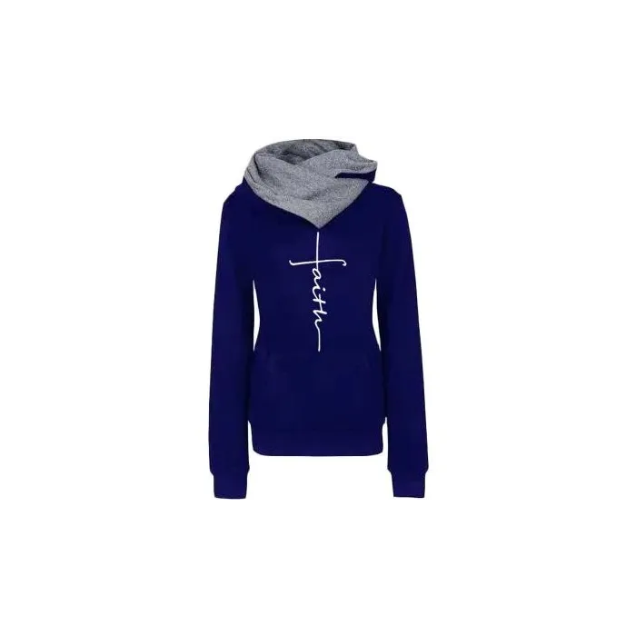 Autumn - Winter - Hoodies - Sweatshirts - Women - Faith Embroidered PrintHoodies & Jumpers