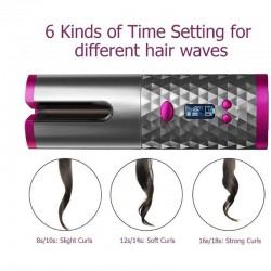 Ceramic hair curler - cordless - auto-rotating - Led display - USB