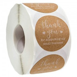 "Thank You for supporting my small business" - round natural kraft stickers - 100 - 500 pieces