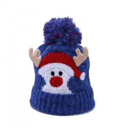 Warm winter kids hat with pom pom- Santa Claus - Reindeer hornsHats & caps