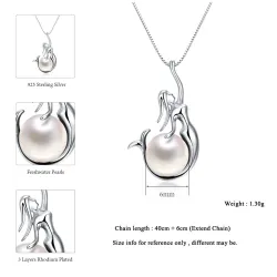 Pendant with mermaid & pearl - necklace - 925 sterling silverNecklaces