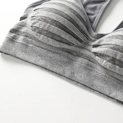 Striped cotton fitness bra with push upWomen's fashion
