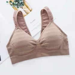 Striped cotton fitness bra with push upWomen's fashion