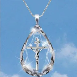 Crystal diamond pendant - silver necklace - cross - dolphin - treeNecklaces