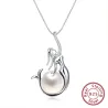Pendant with mermaid & pearl - necklace - 925 sterling silverNecklaces