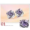 Exclusive small round earrings with crystals - 925 sterling silverEarrings
