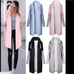 Women Coats - Casual - Hooded - Pink - Blue - BlackWomen's fashion