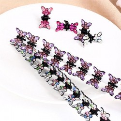 Small crystal butterflies - hair clips - 12 pieces