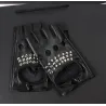 Leather gloves - half finger design - with rivets - unisexGloves