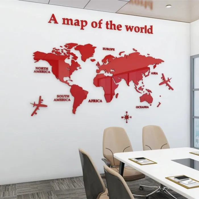 3D world map - acrylic wall stickerWall stickers
