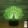 Peacock Lamp - Colorful - 3D Light - Remote ControlLights & lighting