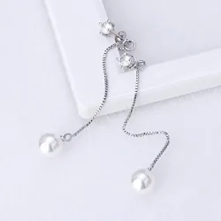 Long earrings with crystal & white pearlEarrings