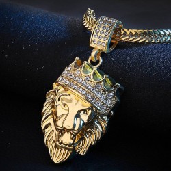 Crowned lion pendant - gold necklaceNecklaces