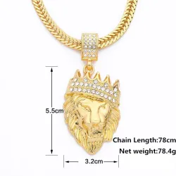 Crowned lion pendant - gold necklaceNecklaces