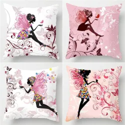Pink flower fairy - cushion cover - cotton - 45 * 45cmCushion covers