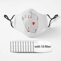 Protective mouth / face mask - PM2.5 filters - reusable - playing cards aces