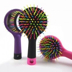 Anti-static comb - rainbow hair brush with mirror