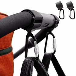 Baby pram stroller hook - aluminum clip with strapPrams