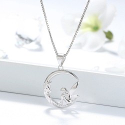 Fairy sitting on moon pendant - necklace - 925 sterling silverNecklaces