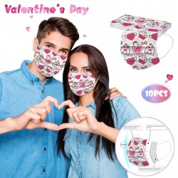 Face / mouth protective mask - disposable - 3 layer - Valentine's day - 10 pieces