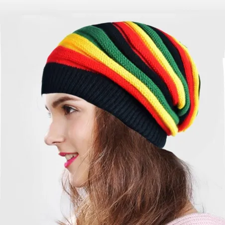 Knitted colorful beanie - reggae styleHats & Caps