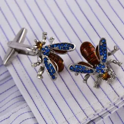 Blue crystal bee cufflinks - 2 piecesCufflinks