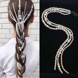 Punk style hair extension - 3-row chain - clip with pearls