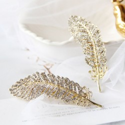 Crystal feather - leaf - hair clip
