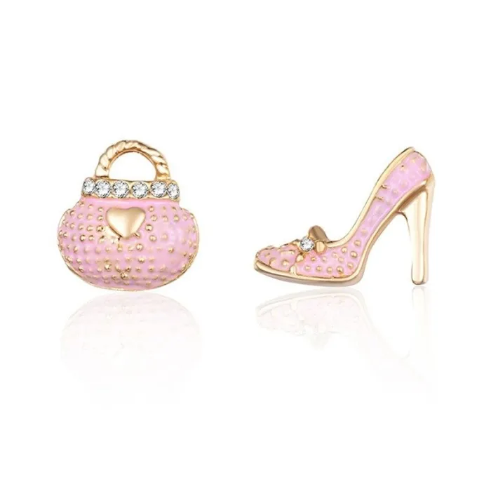 Crystal bag & shoe - asymmetric stud earringsEarrings